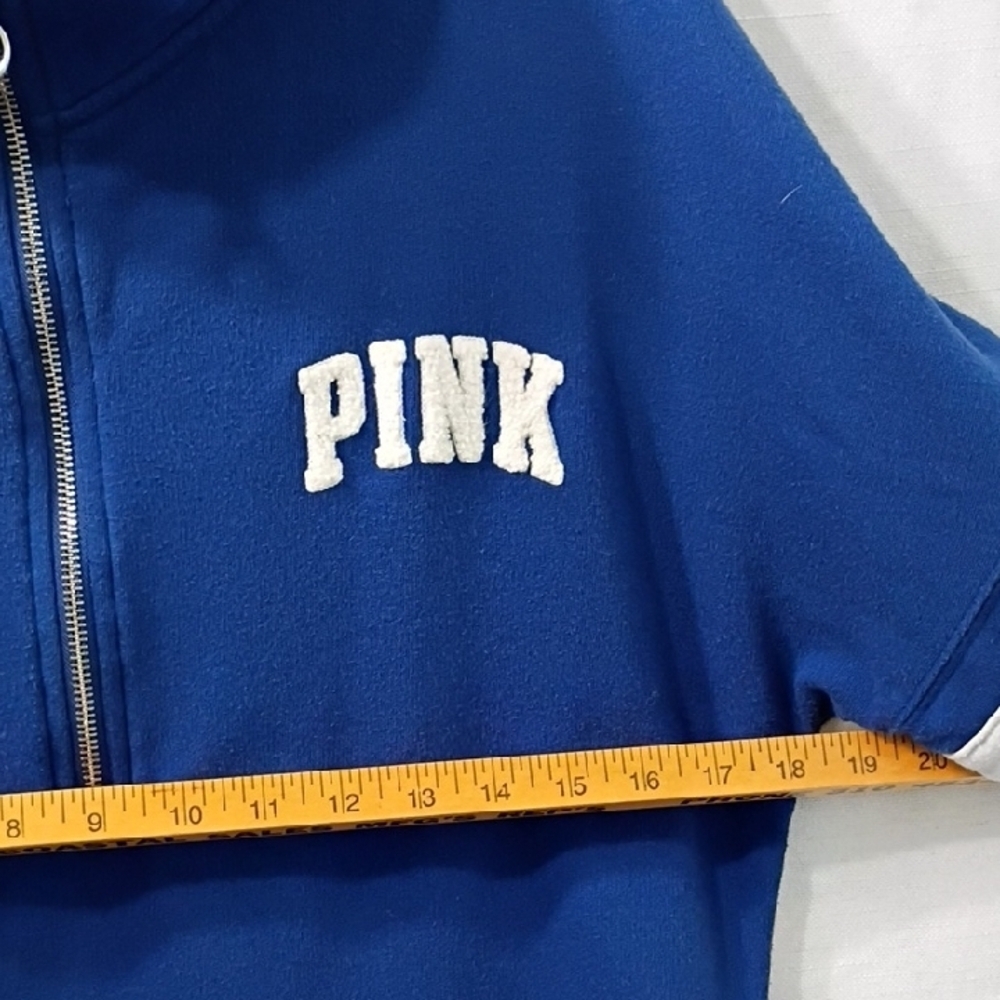 PINK Victoria's Secret Pink Blue Fleece Quarter-Zip Sweater Size XS - Picture 7 of 9